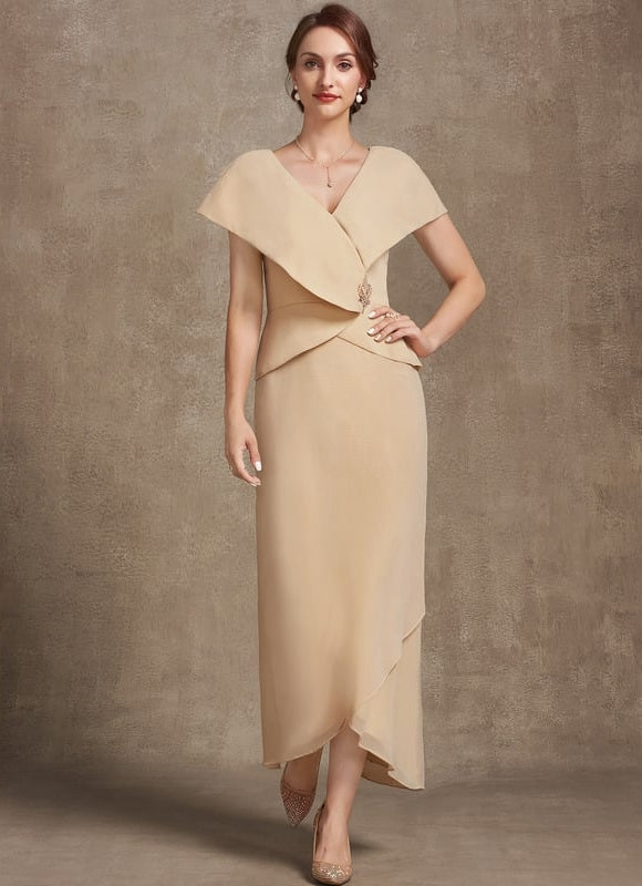 Robe Asymétrique Champagne Satin
