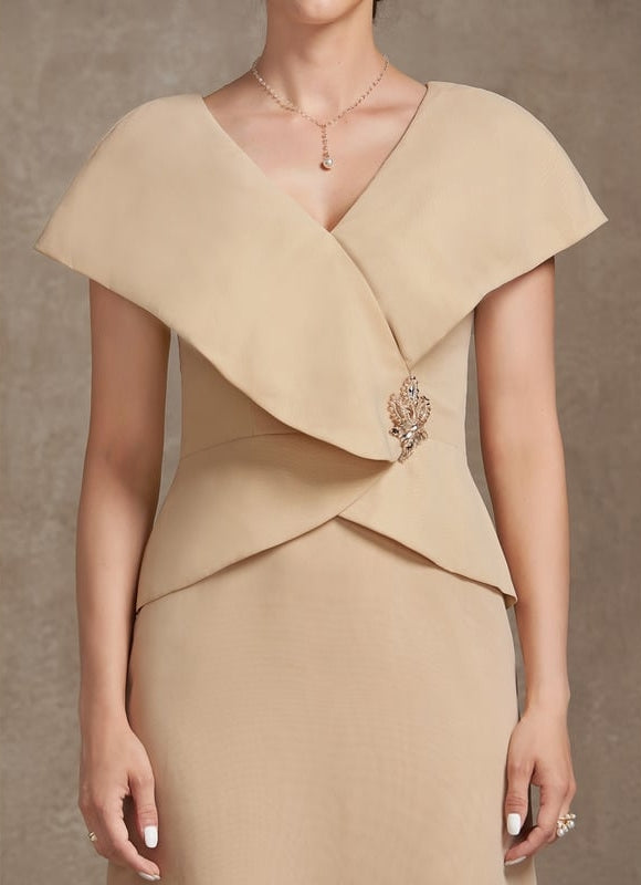 Robe Asymétrique Champagne Satin - gallery 5