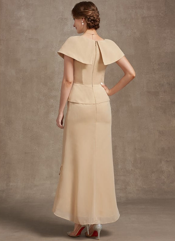 Robe Asymétrique Champagne Satin - gallery 4