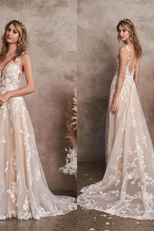 Robe De Mariée Champagne Brodée