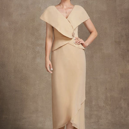 Robe Asymétrique Champagne Satin
