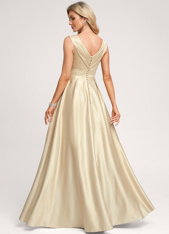 Robe Longue Satin Champagne - gallery 1