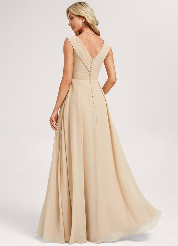 Robe De Demoiselle D'Honneur Couleur Champagne - gallery 4