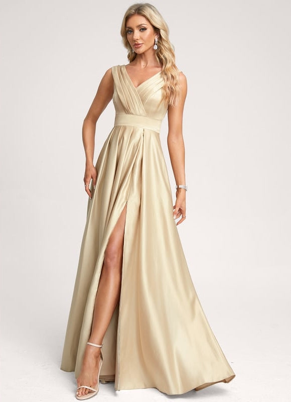 Robe De Soirée Couleur Champagne - gallery 2