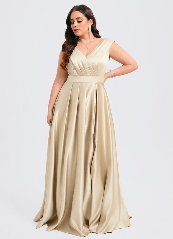Robe Longue Satin Champagne - gallery 7