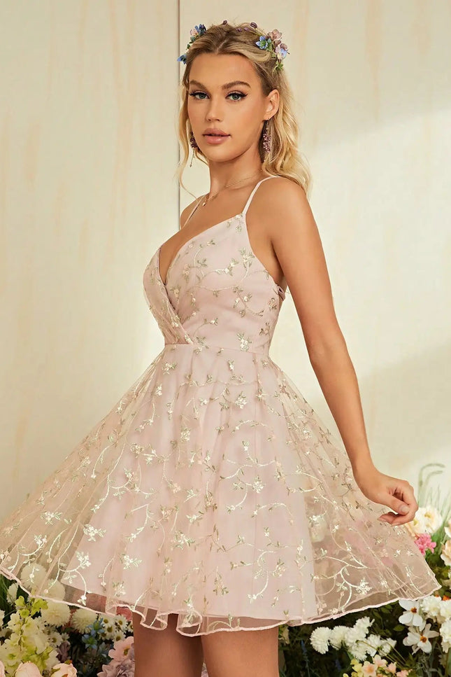 Robe De Cérémonie Courte Rose Champagne - gallery 3
