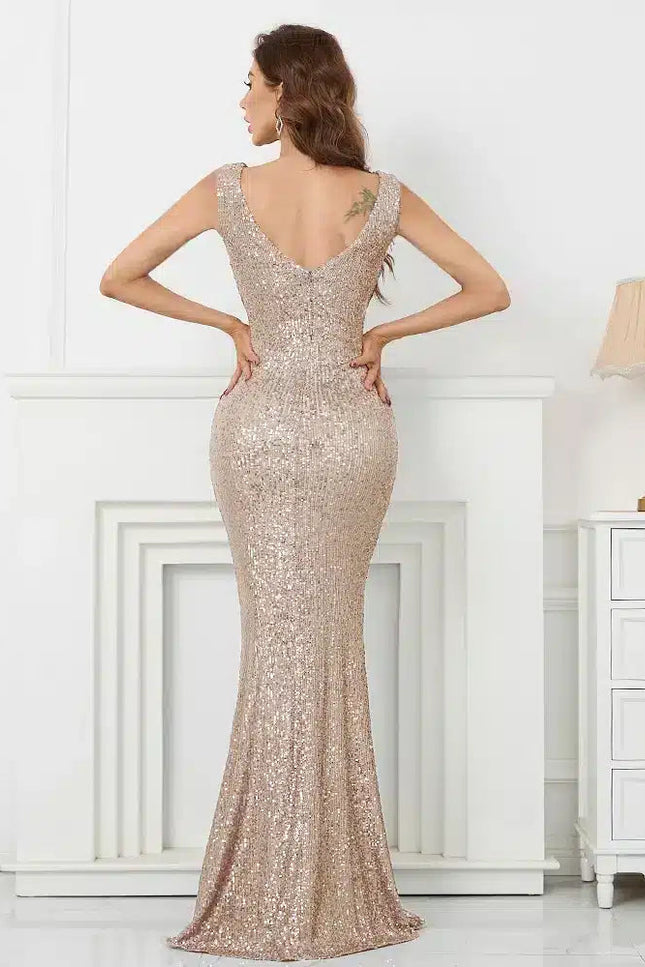 Robe Paillette Rose Champagne - gallery 2