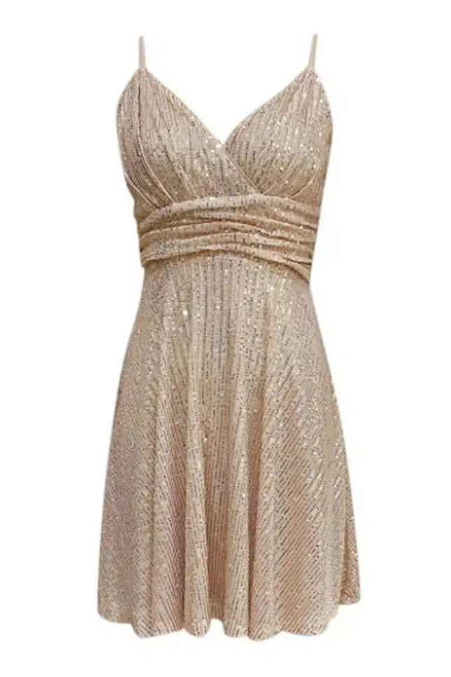 Robe Éclat Pailleté Doré - gallery 1