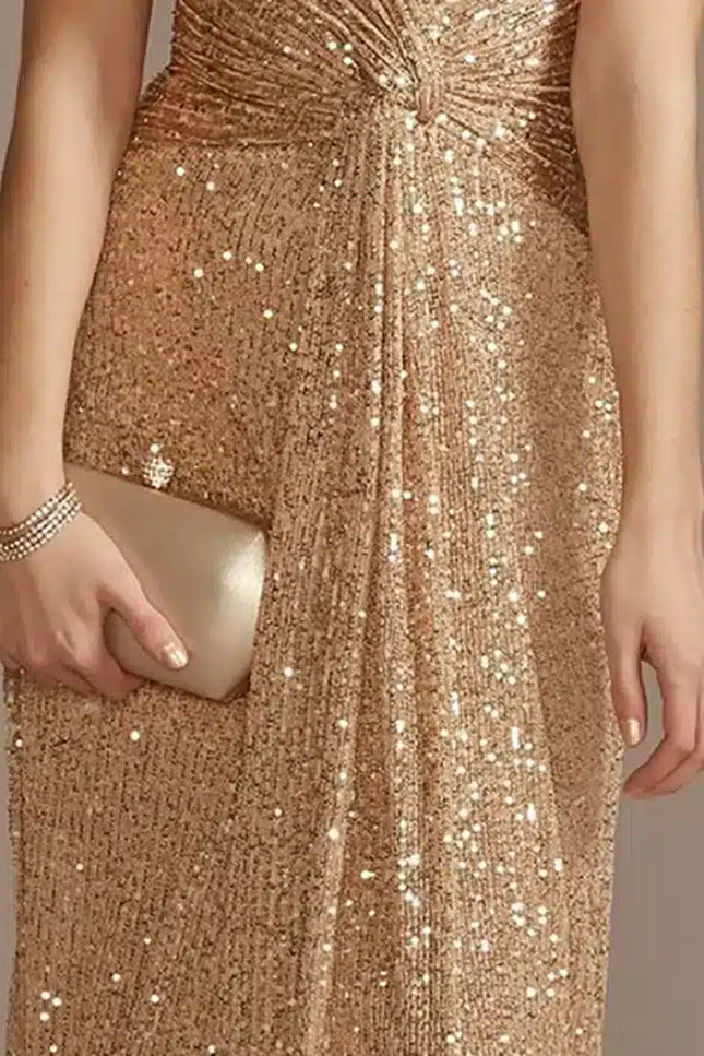 Robe De Soirée Dorée Scintillante