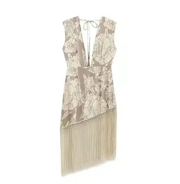 Robe Bohème Chic À Franges Champagne - gallery 2