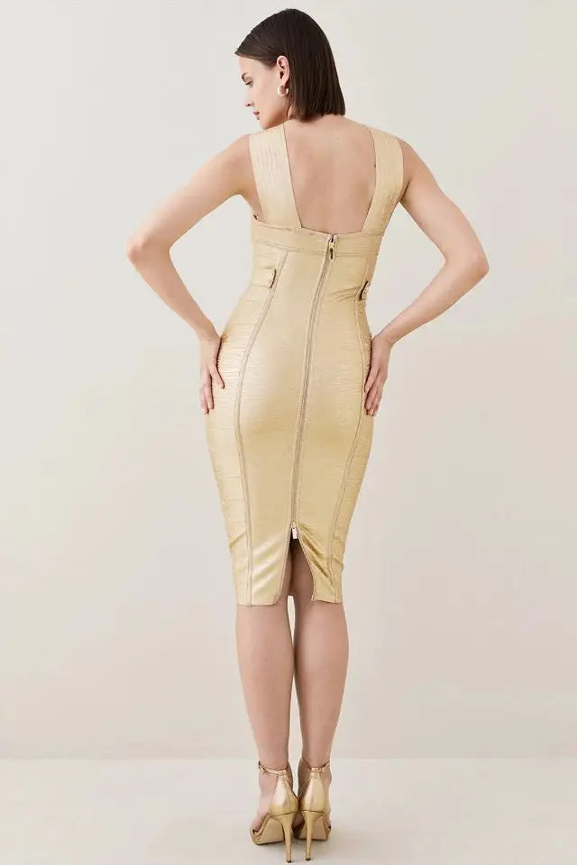 Robe Fourreau Champagne Éclatante - gallery 4