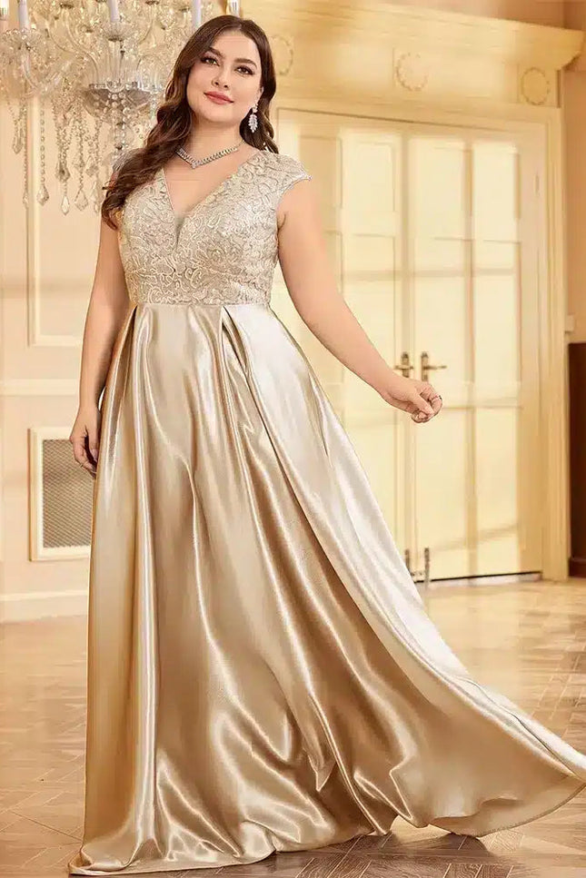 Robe De Cérémonie Longue Champagne Satinée