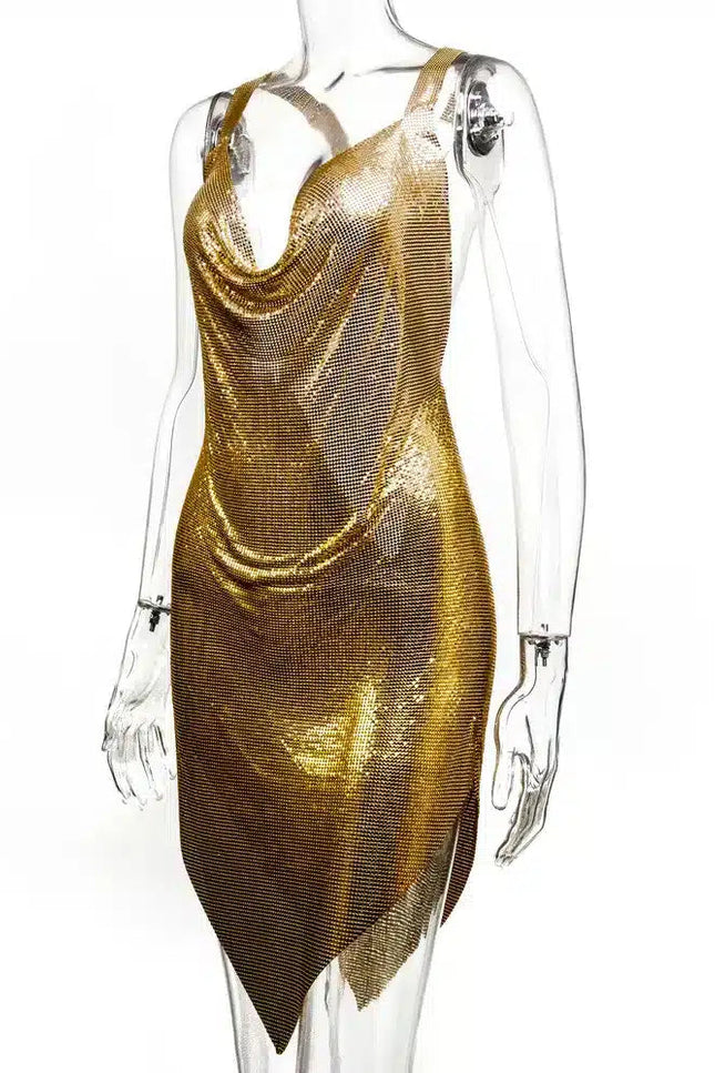 Robe Glamour Éclatante À Bretelles Satinées - gallery 3